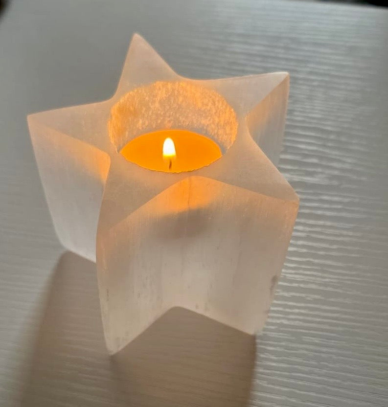 Selenite Star Candle Holder