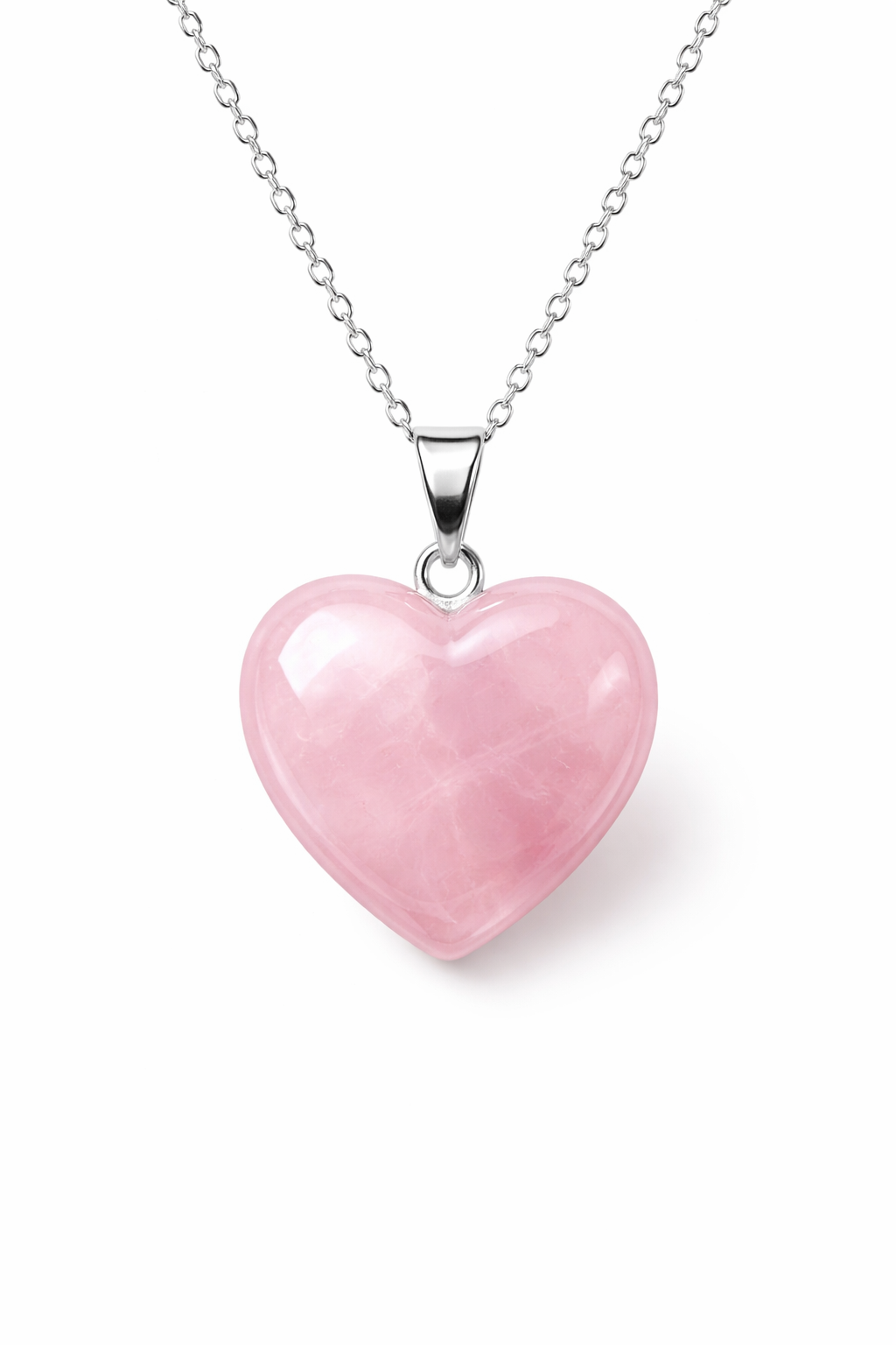 Sterling Silver Rose Quartz Heart Pendant