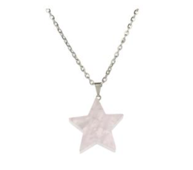 Sterling Silver Rose Quartz Star Pendant