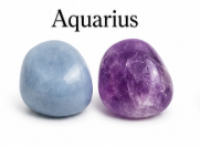 Two crystals, one blue and one purple, with 'Aquarius' text above them.