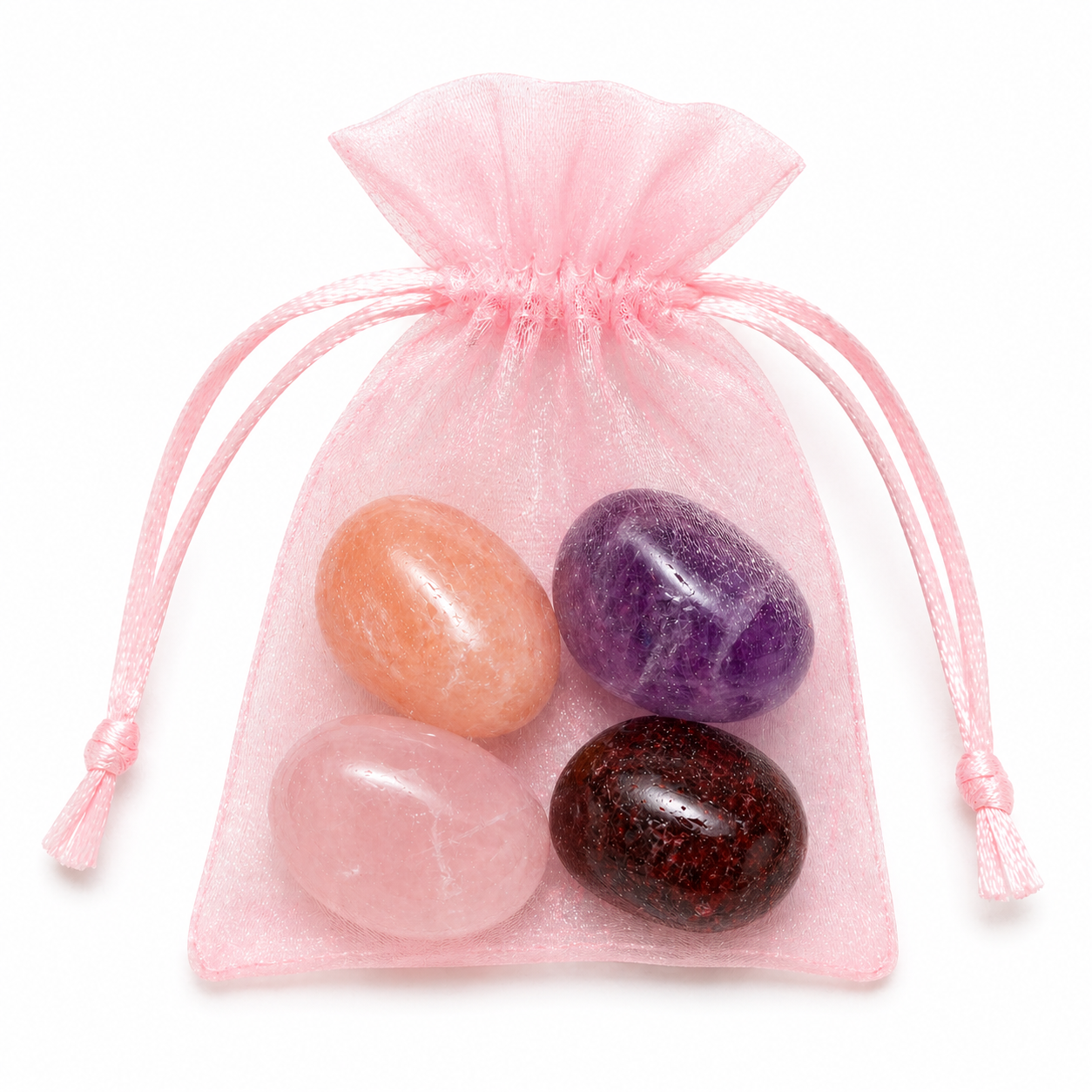 Attract Love Crystal Bundle | Rose Quartz, Peach Moonstone, Garnet & Amethyst Tumblestones | Self Love & Soulmate Crystals