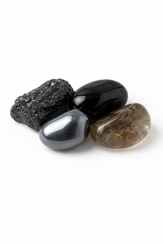 Protection Crystal Kit – Black Tourmaline, Hematite, Obsidian & Smoky Quartz Energy Shield Set