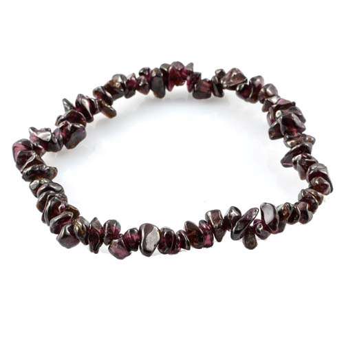 Garnet chip bracelet on a white background