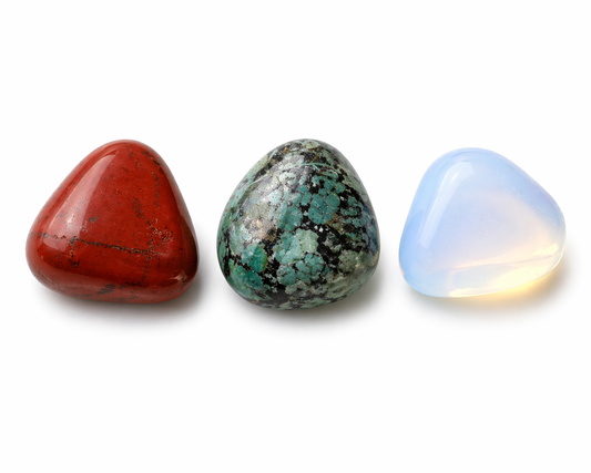 Glow Up & Level Up Crystal Kit – Red Jasper, Opalite & African Turquoise for Confidence, Transformation & Personal Growth