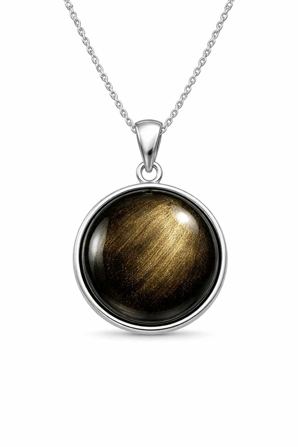Golden sheen obsidian pendant for protection and energy shielding