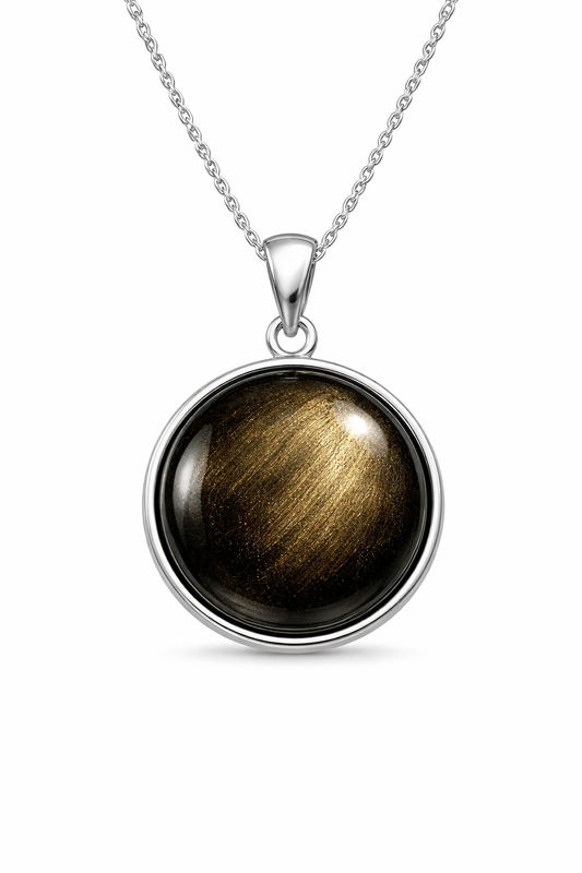 Golden sheen obsidian pendant for protection and energy shielding