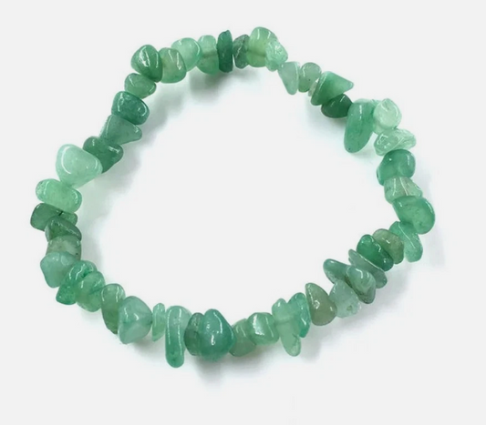Green stone bracelet on a white background