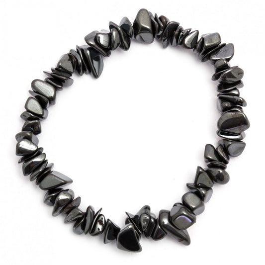 Hematite Chip Stone Bracelet – Grounding, Protection & Anxiety Relief Healing Crystal