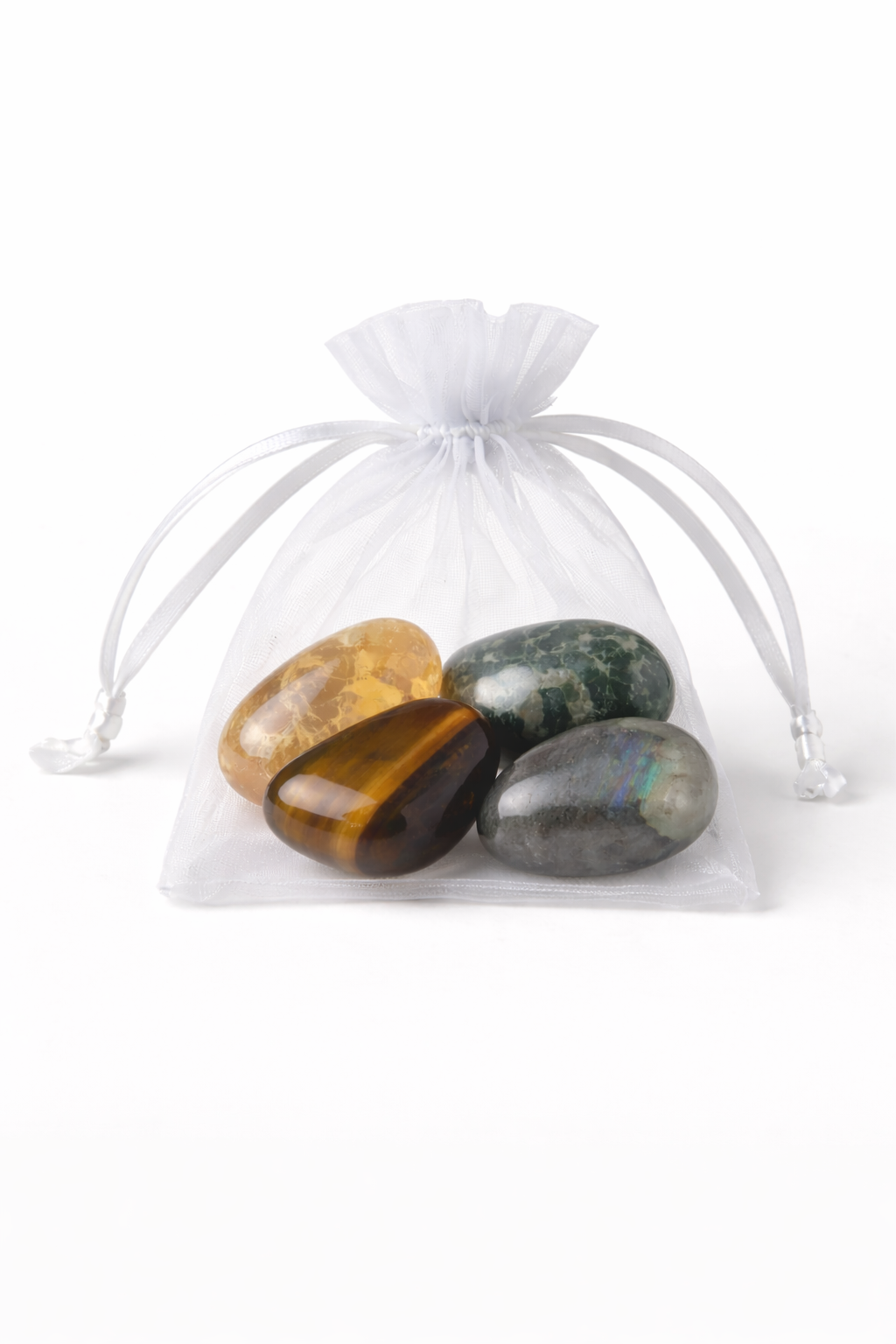 Money & Manifestation Crystal Kit – Citrine, Tiger’s Eye, Moss Agate & Labradorite Abundance Set