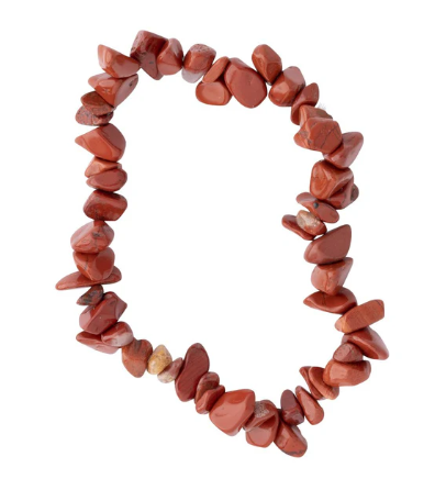 Red stone bracelet on a white background