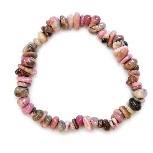 Multicolored beaded bracelet on a white background