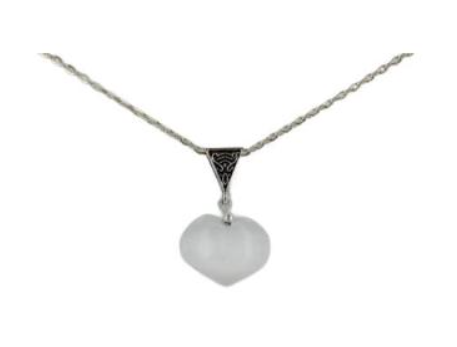 Sterling Silver Selenite Heart Pendent